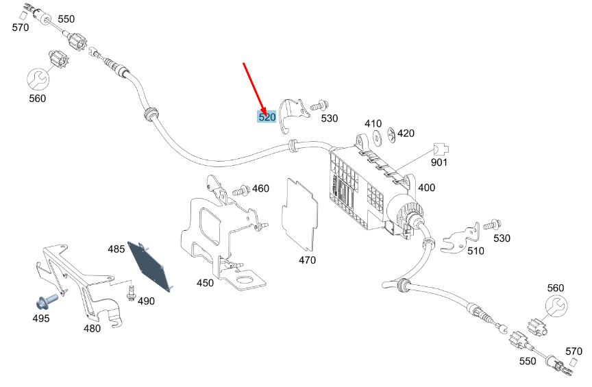 new mb vito w447 parking brake right cable bracket a4474210094 original
