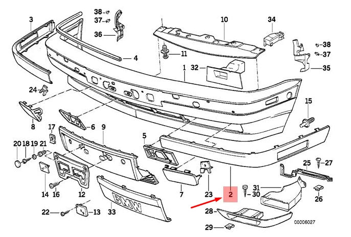 NEW BMW 5 E34 BUMPER IMPACT STRIP LEFT FRONT 51111934335 1934335 ORIGINAL