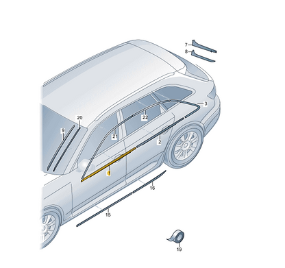 new audi a4 b9 front left door window slot seal 8w0853283e2zz original