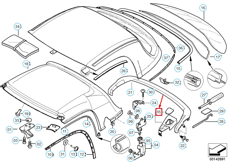 NEW BMW Z3 E36 HARD TOP LOCK COVER LEFT LOCKING PLUG 54218411333 8411333