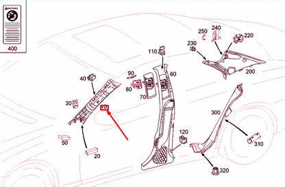 NEW MERCEDES-BENZ CLS C219 RIGHT A-PIPPAR COVER TRIM A21969002257J36 ORIGINAL