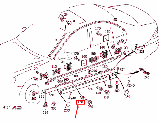 new mercedes-benz s w220 rocker panel moulding clip a0009885581 original