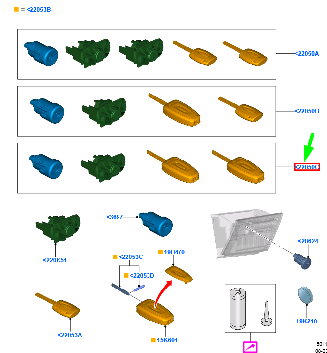 new ford ranger t6 mk1 complete vehicle lockset 1719925 ab39-2122050-ea original