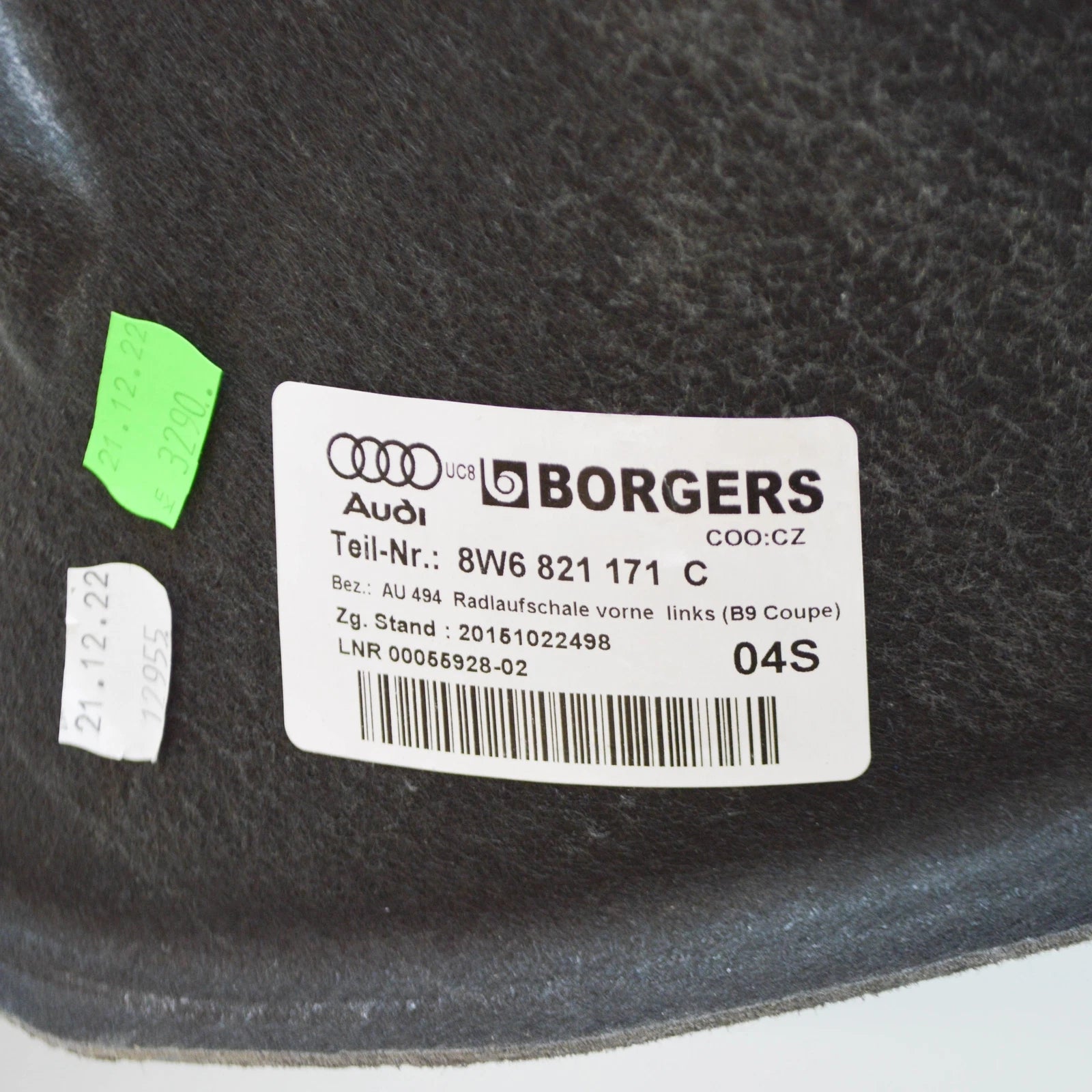 NEW AUDI A5 8W6 FRONT LEFT INNER ARCH LINER 8W6821171C ORIGINAL