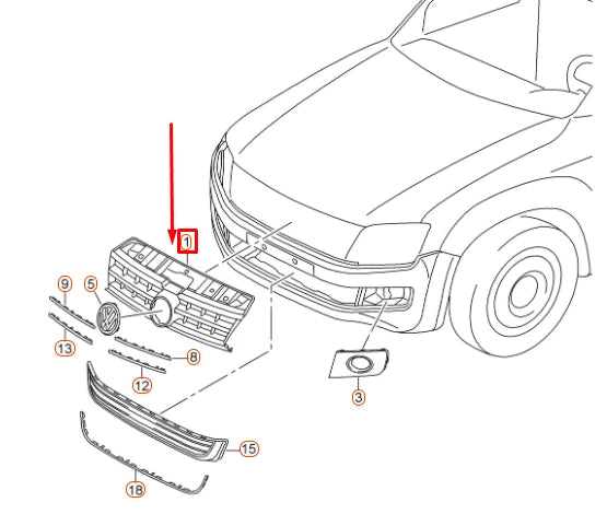 NEW VOLKSWAGEN AMAROK FRONT RADIATOR GRILLE 2H7853651FOD