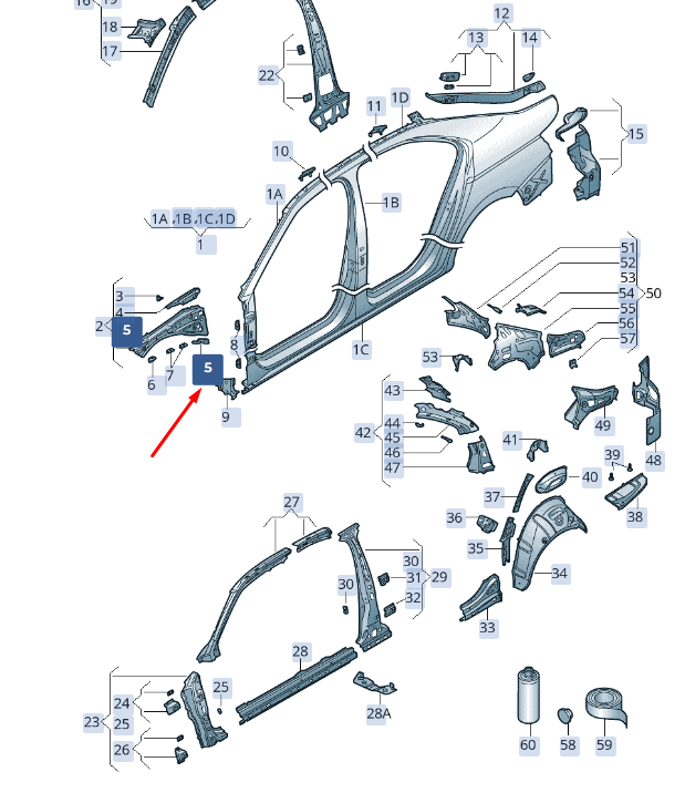 new skoda superb mk3 front right side panel bracket 3v0810240 original