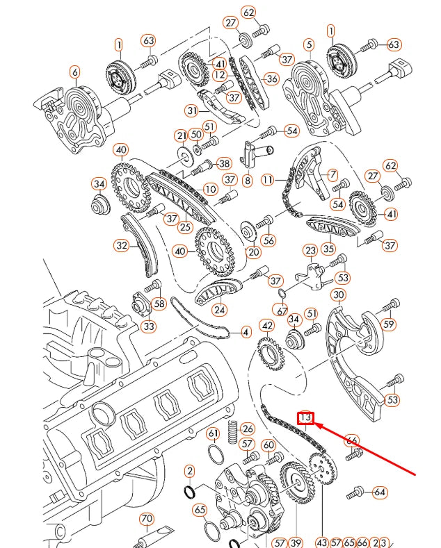 NEW AUDI A4 B7 LOWER CENTRE CAMSHAFT TIMING CHAIN 079109229D ORIGINAL
