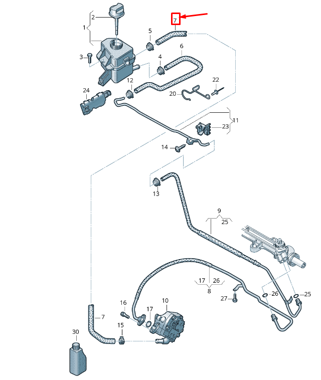 NEW VW TRANSPORTER VI T6 POWER STEERING INTAKE HOSE 7E0422889J ORIGINAL