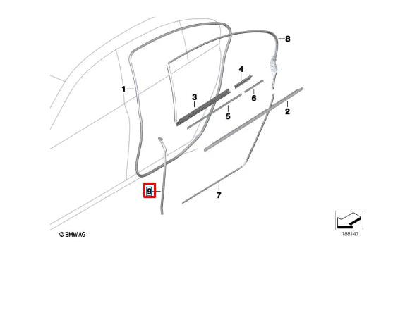 NEW BMW 7 F01 REAR RIGHT DOOR SEAL RUBBER 51357177944 ORIGINAL