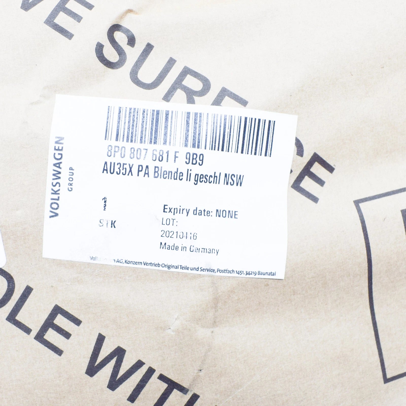 NEW AUDI A3 8PA FRONT LEFT LIGHT FOG GRILLE 8P0807681F9B9 2013 ORIGINAL