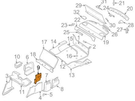 NEW BMW 5 E39 INTERIOR REAR LEFT TRUNK TRIM 51478190763 ORIGINAL