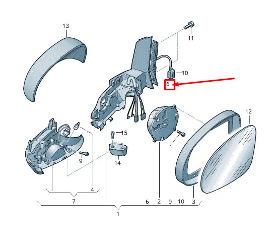 NEW VW SHARAN 7N RIGHT MIRROR DAMPING 7N0857934A