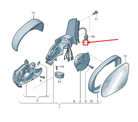 NEW VW SHARAN 7N RIGHT MIRROR DAMPING 7N0857934A