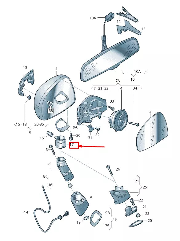 NEW AUDI TT 8J FRONT RIGHT DOOR EXTERIOR MIRROR ADAPTER LHD 8J1857364 ORIGINAL