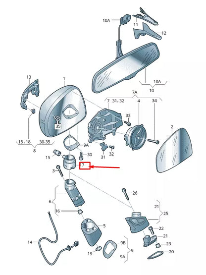 NEW AUDI TT 8J FRONT RIGHT DOOR EXTERIOR MIRROR ADAPTER LHD 8J1857364 ORIGINAL