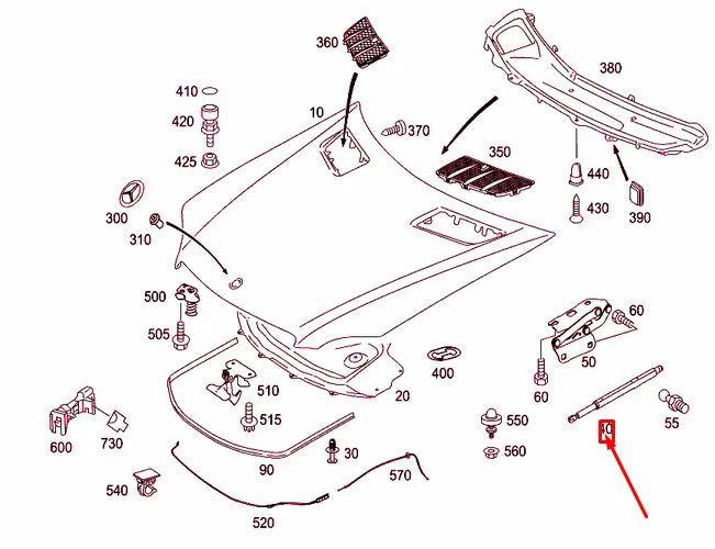 NEW MERCEDES-BENZ GL X164 ENGINE HOOD LEFT GAS SPRING A1649800364 ORIGINAL