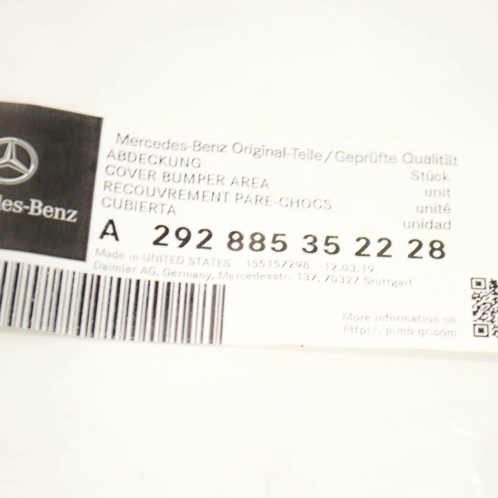 NEW MB GLE COUPE AMG C292 FRONT RIGHT BUMPER GRILL COVER A292885352228 ORIGINAL