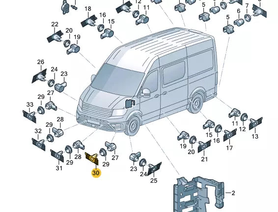 NEW VW CRAFTER SZ FRONT BUMPER PARKTRONIC HOLDER 7C09194939B9 ORIGINAL