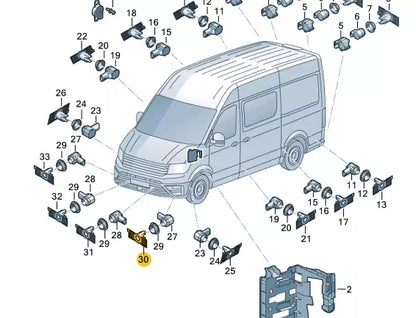 NEW VW CRAFTER SZ FRONT BUMPER PARKTRONIC HOLDER 7C09194939B9 ORIGINAL