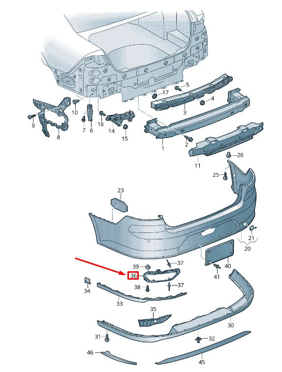 NEW VW PASSAT B8 3G LEFT EXHAUST TAIL PIPE TRIM 3G0807873A2ZZ ORIGINAL
