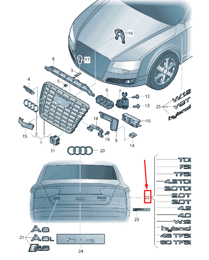 new audi a6 avant c7 rear boot trunk badge '40 hybrid' 4h0853744d2zz original
