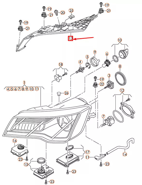 NEW AUDI A7 4G8 HEADLIGHT UPPER BRACKET MOUNT PANEL RIGHT 4G8941454A ORIGINAL