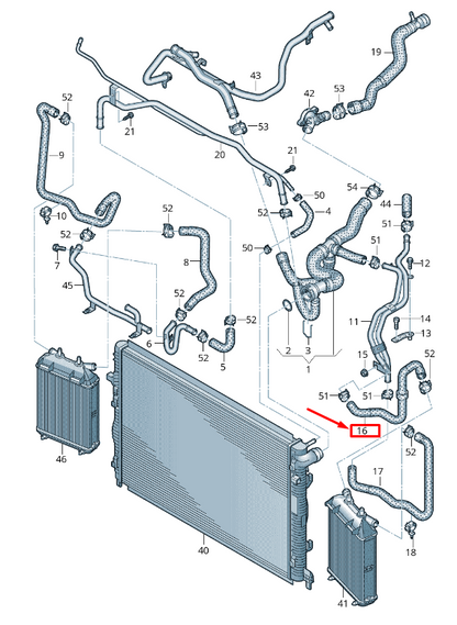 new audi rs3 left inner engine coolant hose 8v0121101b original