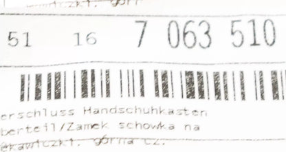 NEW BMW 5 E60 UPPER GLOVE COMPARTMENT BOX LOCK PART 51167063510 ORIGINAL