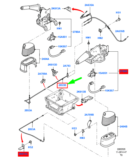 new ford transit mk3 parking brake cable 1441584 6c11-2841-cc original