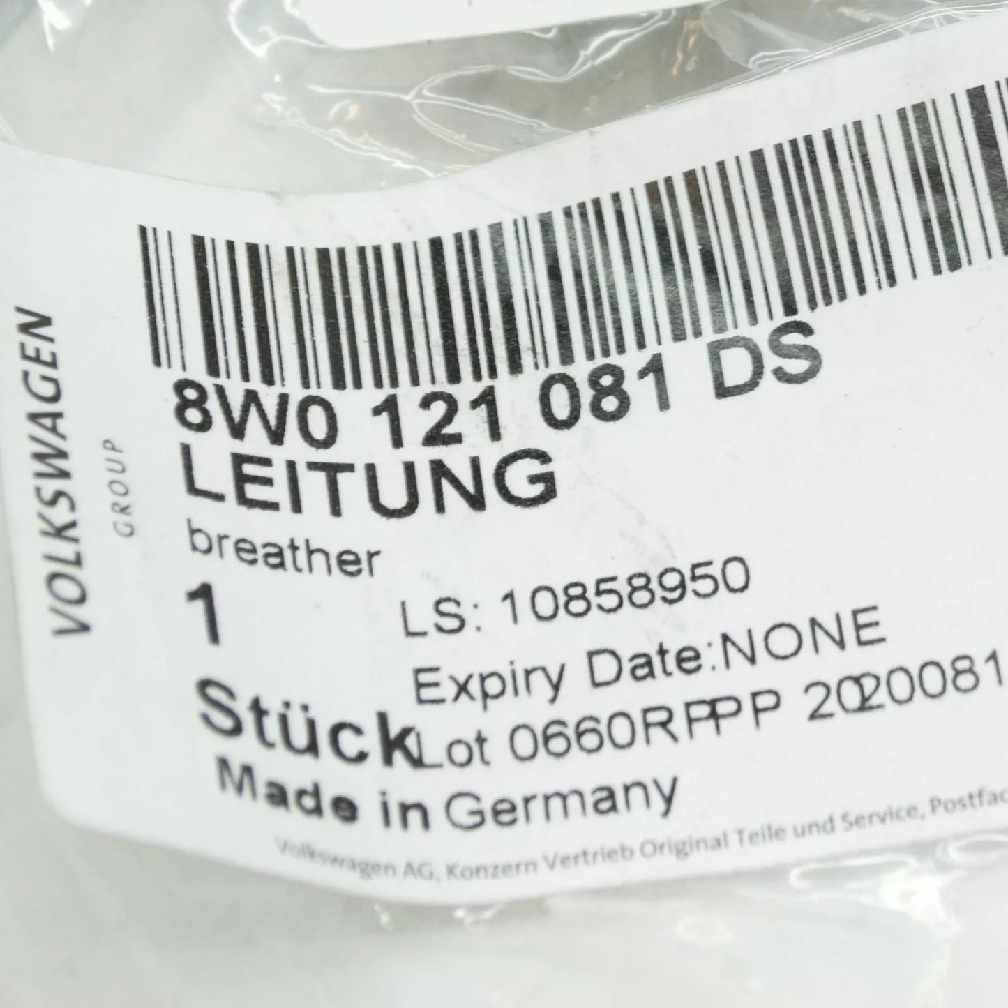 NEW AUDI A5 SPORTBACK F5 ENGINE BREATHER LINE 8W0121081DS ORIGINAL