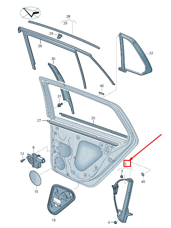 new vw golf sportsvan am rear right door window regulator 510839462d original