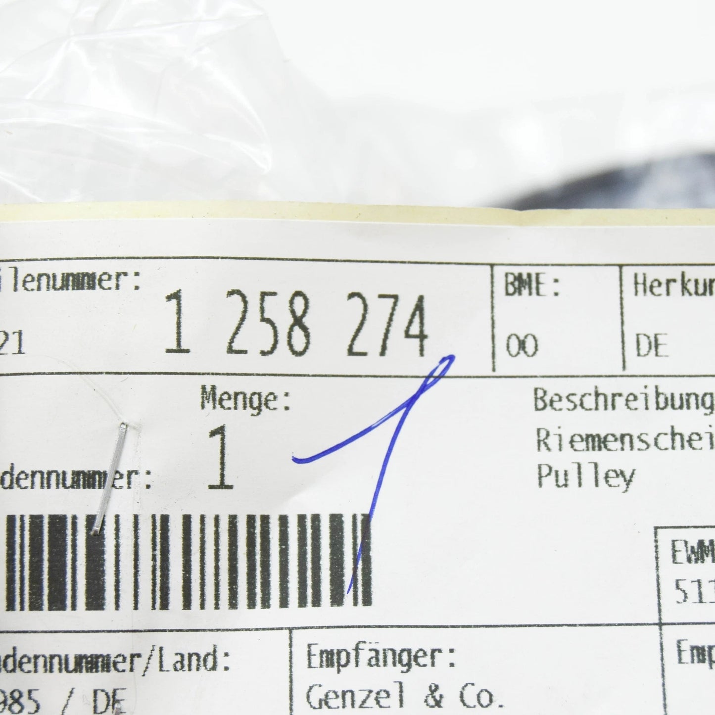 NEW BMW 6 E24 PULLEY 124MM 11211258274 1258274 ORIGINAL