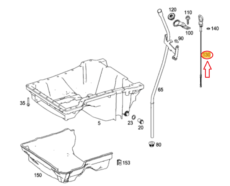 NEW MERCEDES BENZ S-CLASS W140 ENGINE OIL DIPSTICK A1190100272 ORIGINAL