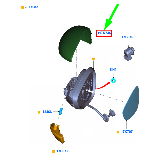 new ford fiesta wt mk6 front left door mirror housing cover 1633093 original