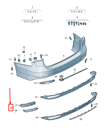 NEW AUDI A6 4A C8 REAR RIGHT MUFFLER TRIM 4K0807812T94 ORIGINAL