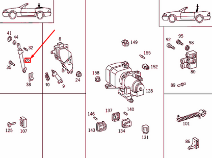 NEW MB SL R129 FOLDING TOP HYDRAULIC SYSTEM CYLINDER A1298002072 ORIGINAL