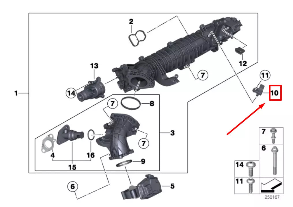 NEW BMW 3 F30, F80 MAP SENSOR 7804742 13627804742 ORIGINAL