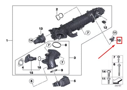 NEW BMW 3 F30, F80 MAP SENSOR 7804742 13627804742 ORIGINAL