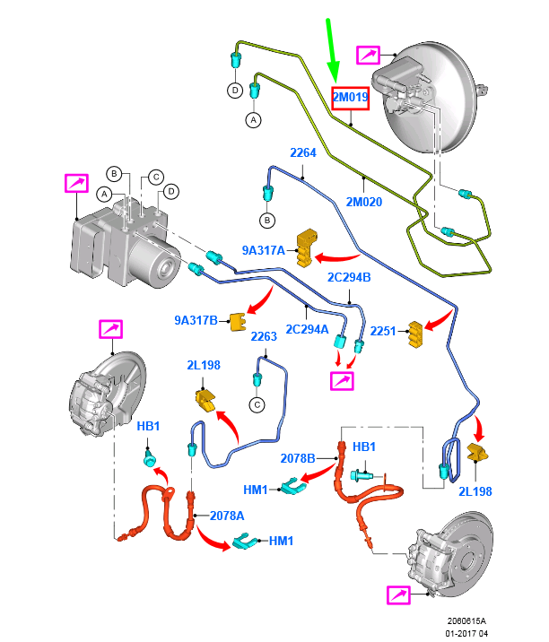 new ford ecosport mk2 front brake pipe assy lhd 1782650 cn15-2m019-fa original