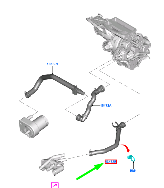 new ford tourneo courier heater water inlet hose c1b1-18k579-eb 2031276 original