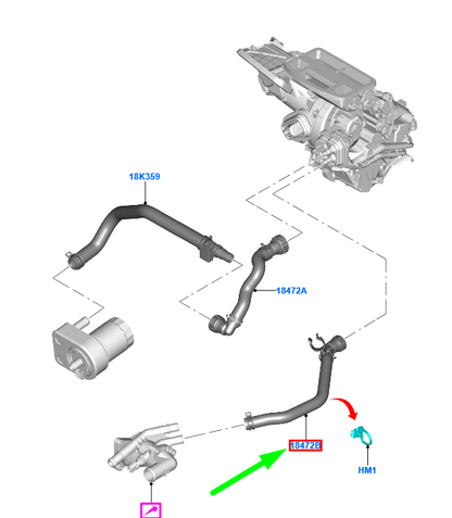 new ford tourneo courier heater water inlet hose c1b1-18k579-eb 2031276 original