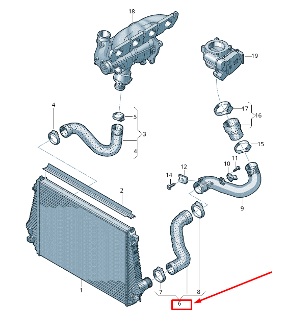 new vw amarok 2h engine pressure hose 2h0145708f original