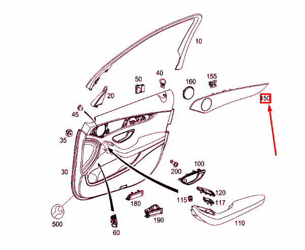 new mercedes-benz c w205 front right door moulding a2057203680 original