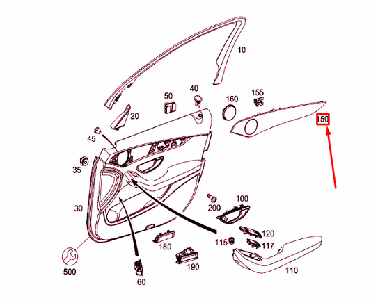 new mercedes-benz c w205 front right door moulding a2057203680 original