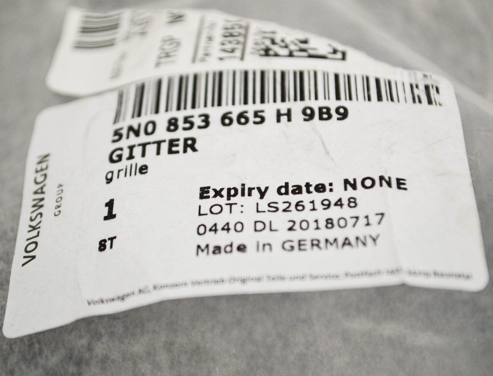 NEW VOLKSWAGEN TIGUAN MK1 GRILL FRONT LEFT 5N0853665H9B9 2016 ORIGINAL