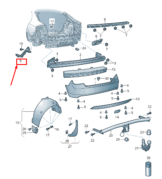 new skoda rapid nh rear left bumper guide profile 60u807393 original