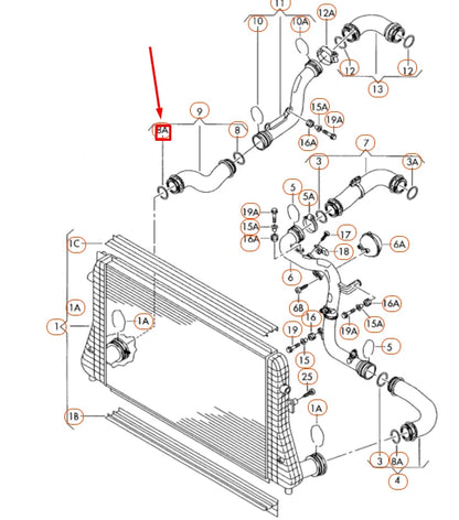 NEW AUDI A3 8P CHARGE AIR COOLER HOSE O-RING 3C0145117H ORIGINAL