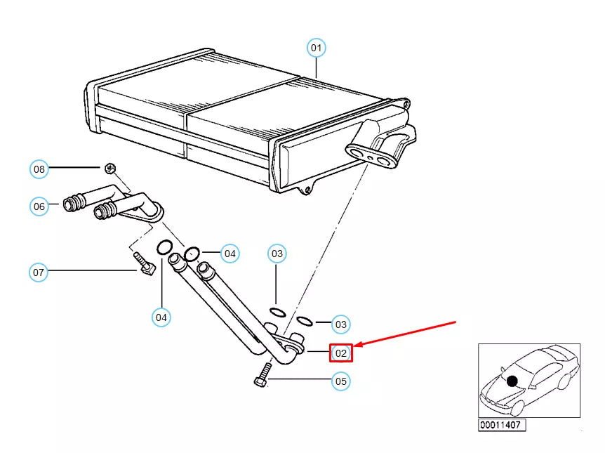 NEW BMW 3 COMPACT E36 HEATER RADIATOR PLASTIC DOUBLE PIPE 64118390248 ORIGINAL
