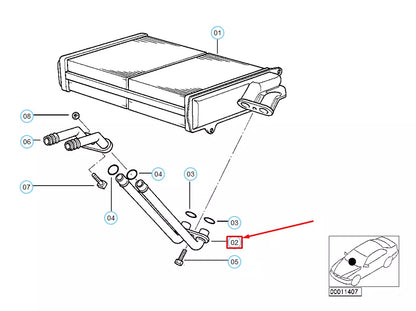 NEW BMW 3 COMPACT E36 HEATER RADIATOR PLASTIC DOUBLE PIPE 64118390248 ORIGINAL