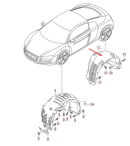 NEW AUDI R8 42 REAR RIGHT WHEEL HOUSING LINER 420810172G